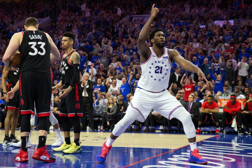 Joel Embiid in game three after the windmill