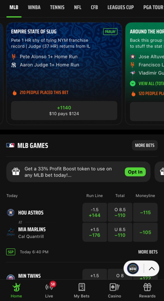 DraftKings Promo Code main page screenshot