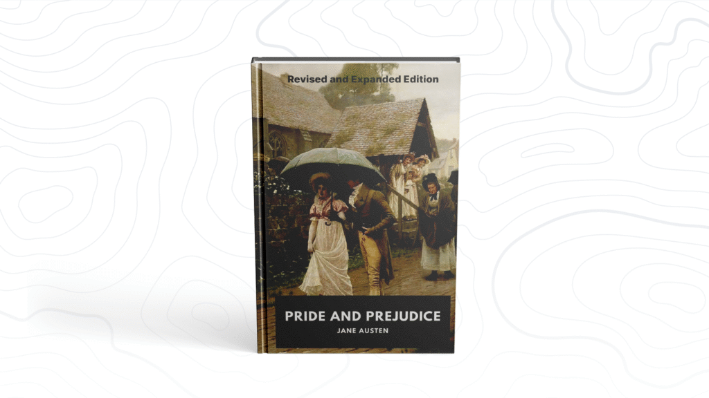 Public domain cover of Jane Austen’s novel Pride and Prejudice, created by Standard Ebooks. Minimalist design with decorative border.