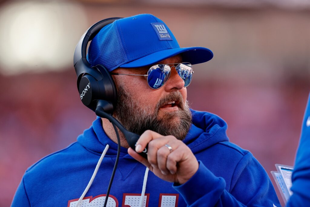 Oct 19, 2025; Denver, Colorado, USA; New York Giants head coach Brian Daboll in the third quarter against the Denver Broncos at Empower Field at Mile High.