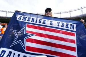 Oct 26, 2025; Denver, Colorado, USA; Fans cheer before the game between the Dallas Cowboys and the Denver Broncos at Empower Field at Mile High.