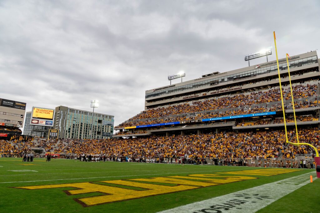 Clouds form as the Arizona State Sun Devils take on the West Virginia Mountaineers at Mountain America Stadium in Tempe on Nov. 15, 2025.