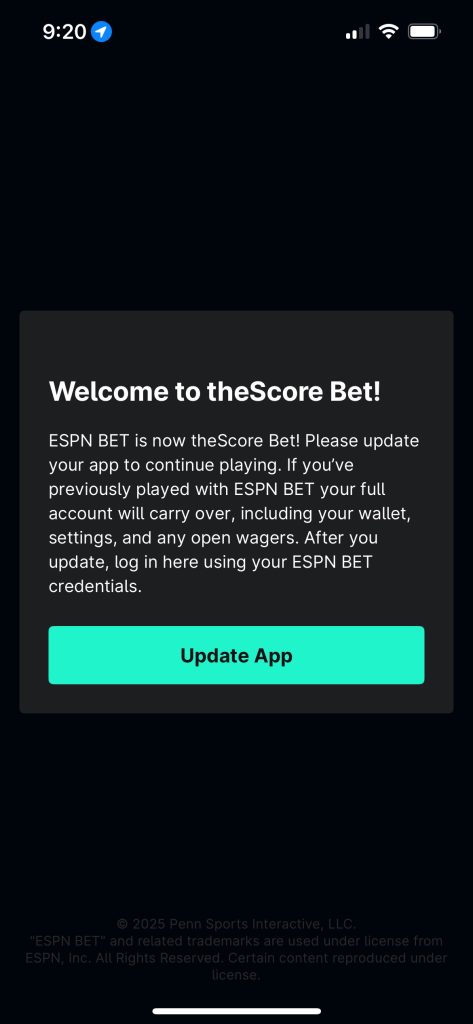 theScore Bet notification