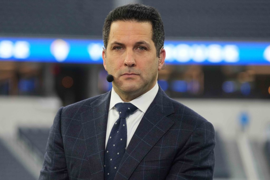 Jan 17, 2022; Inglewood, California, USA; Adam Schefter on the ESPN Monday Night Countdown set before a NFC Wild Card playoff football game between the Los Angeles Rams and the Arizona Cardinals at SoFi Stadium.