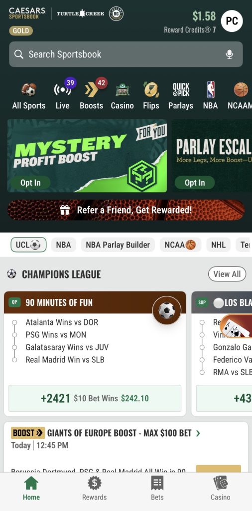 Caesars Promo Code home page