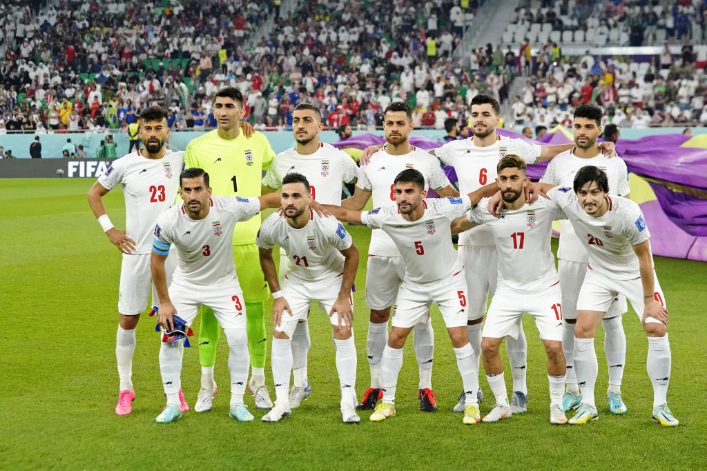 Nov 29, 2022; Doha, Qatar; The starting eleven or Iran pose for a photo before a group stage match against the United States of America during the 2022 World Cup at Al Thumama Stadium.