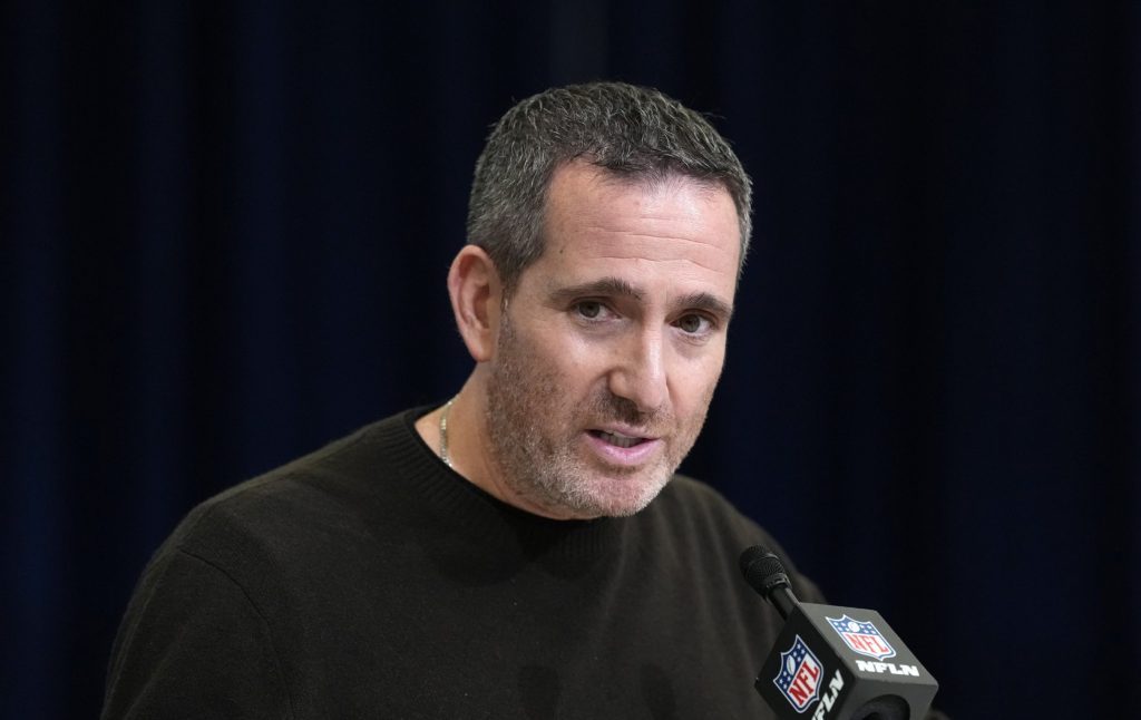 Feb 24, 2026; Indianapolis, IN, USA; Philadelphia Eagles general manager Howie Roseman speaks at the NFL Scouting Combine at the Indiana Convention Center.