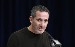 Feb 24, 2026; Indianapolis, IN, USA; Philadelphia Eagles general manager Howie Roseman speaks at the NFL Scouting Combine at the Indiana Convention Center.