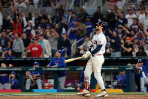 Mar 17, 2026; Miami, FL, United States;United States first baseman Bryce Harper (24) hits a two run home run against Venezuela in the eighth inning during the 2026 World Baseball Classic Championship game at loanDepot Park.