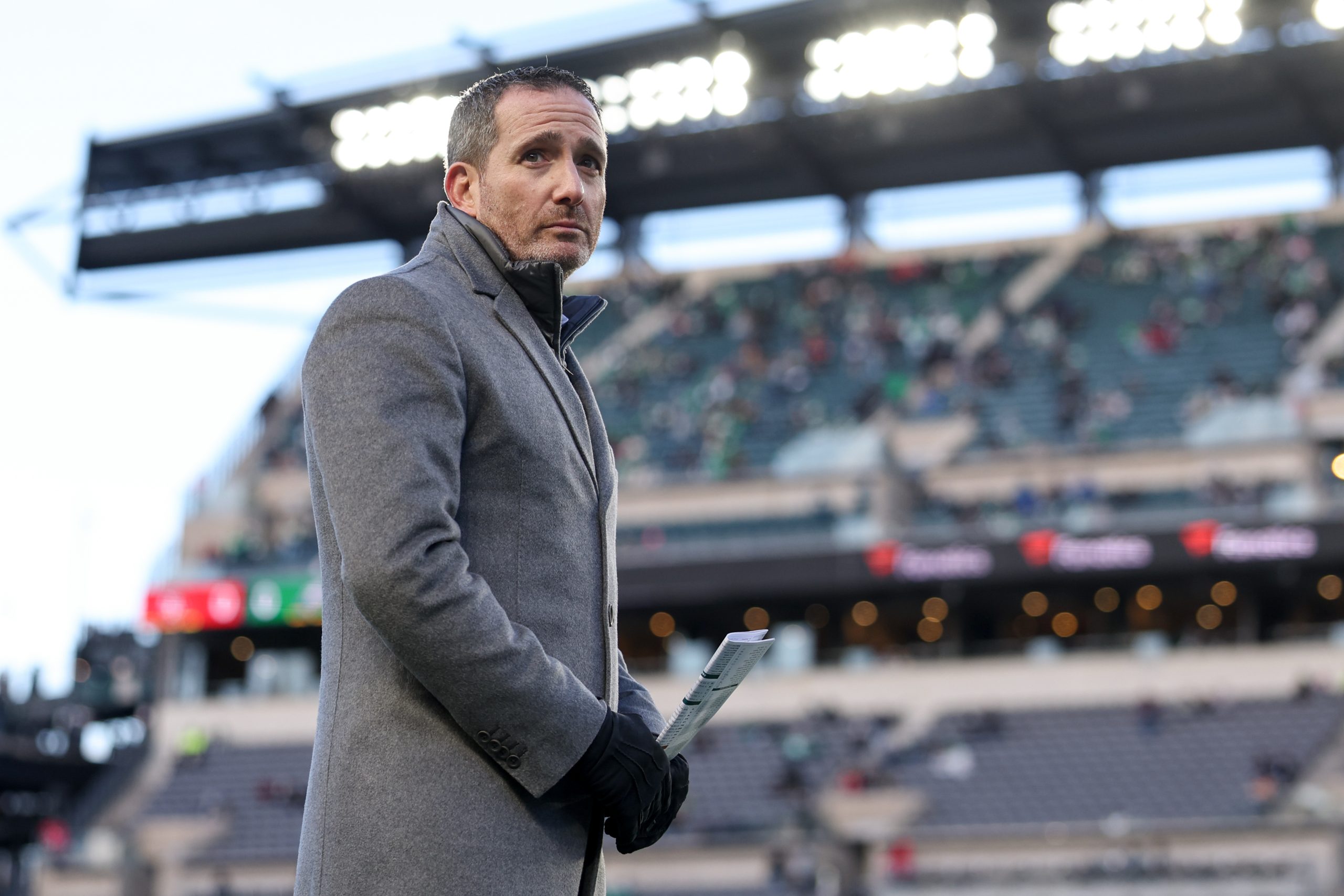 Philadelphia Eagles general manager Howie Roseman on the sideline