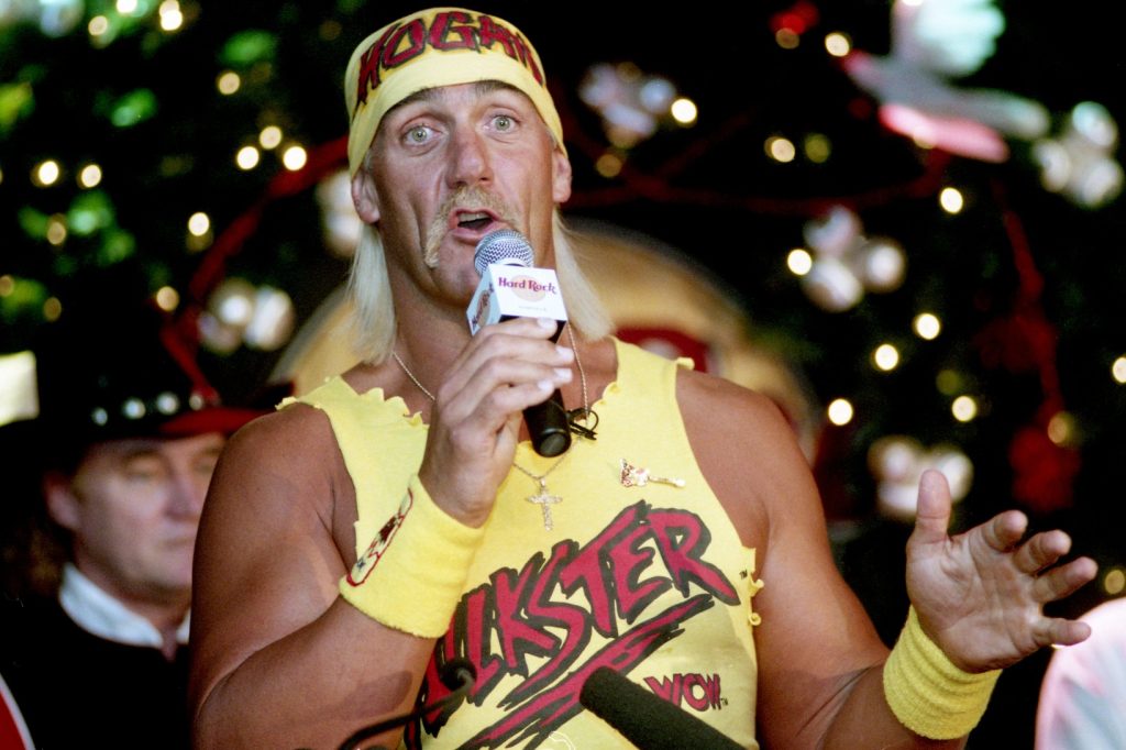 Hulk Hogan talks up the Hulkamania on Dec. 6, 1994, at the Hard Rock Café in Nashville during a press conference promoting the Dec. 27’s Starcade ’94, a pay-per-view wrestling bonanza at Municipal Auditorium. Hogan will battle archrival Butcher in the main event.