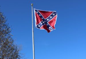 A Confederate flag along Halifax Street in Petersburg, Virginia on February 29, 2024.