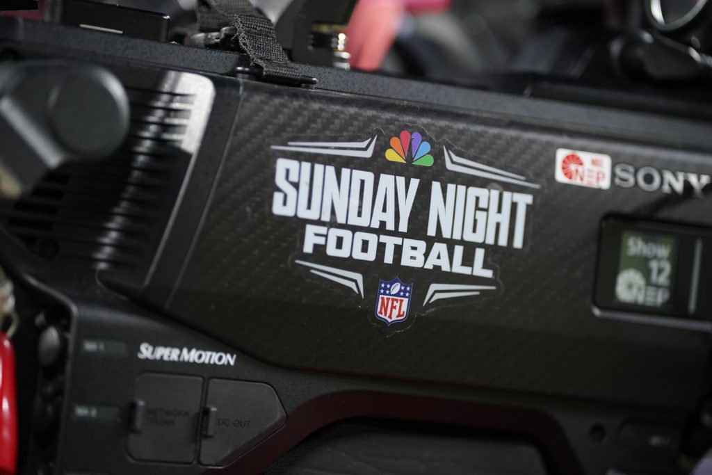 Dec 7, 2025; Kansas City, Missouri, USA; A Sunday Night Football camera is seen during the second quarter of the game between the against the Houston Texans and the Kansas City Chiefs at GEHA Field at Arrowhead Stadium.