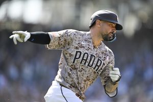 May 10, 2026; San Diego, California, USA; San Diego Padres right fielder Nick Castellanos (21) rounds the bases after hitting an two-run home run during the ninth inning against the St. Louis Cardinals at Petco Park.