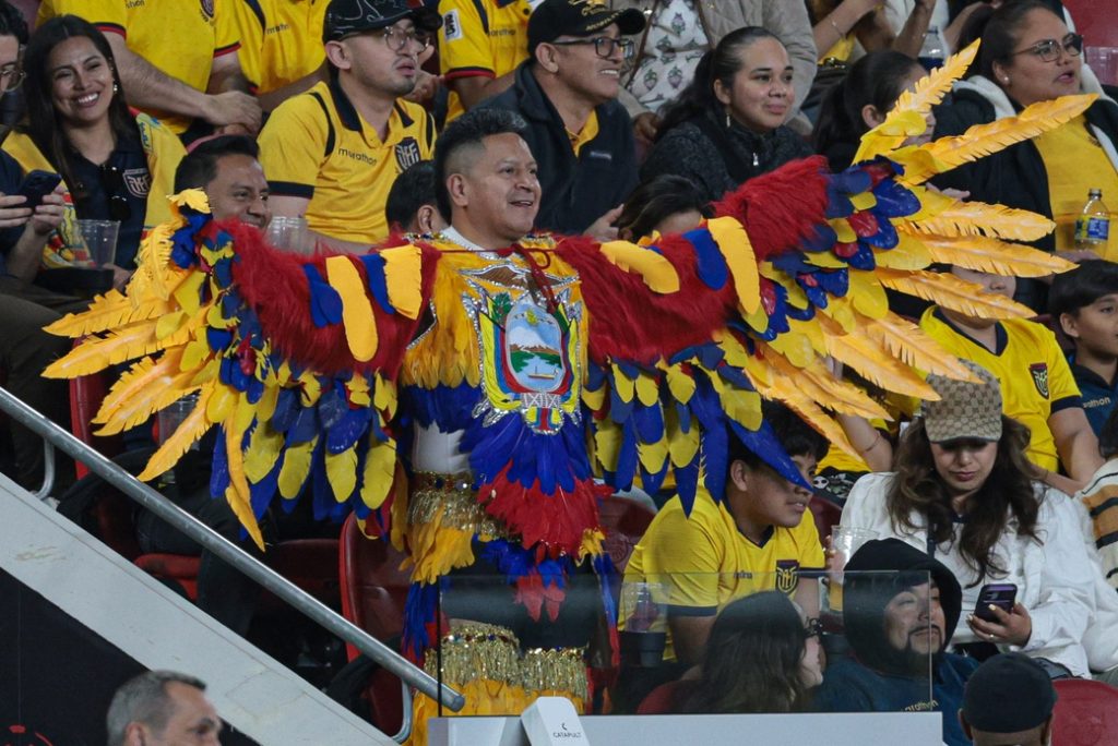 May 30, 2026; Harrison, New Jersey, USA; A fan shows support during the second half of an international friendly between Ecuador and Saudi Arabia at Sports Illustrated Stadium.