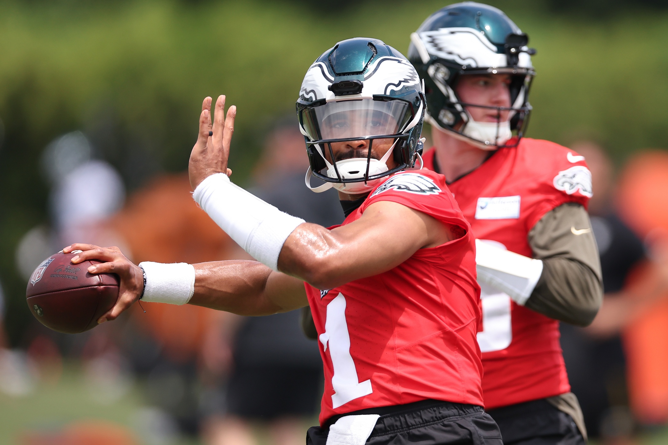 The Eagles Posted Video of Jalen Hurts Throwing a Training Camp Interception
