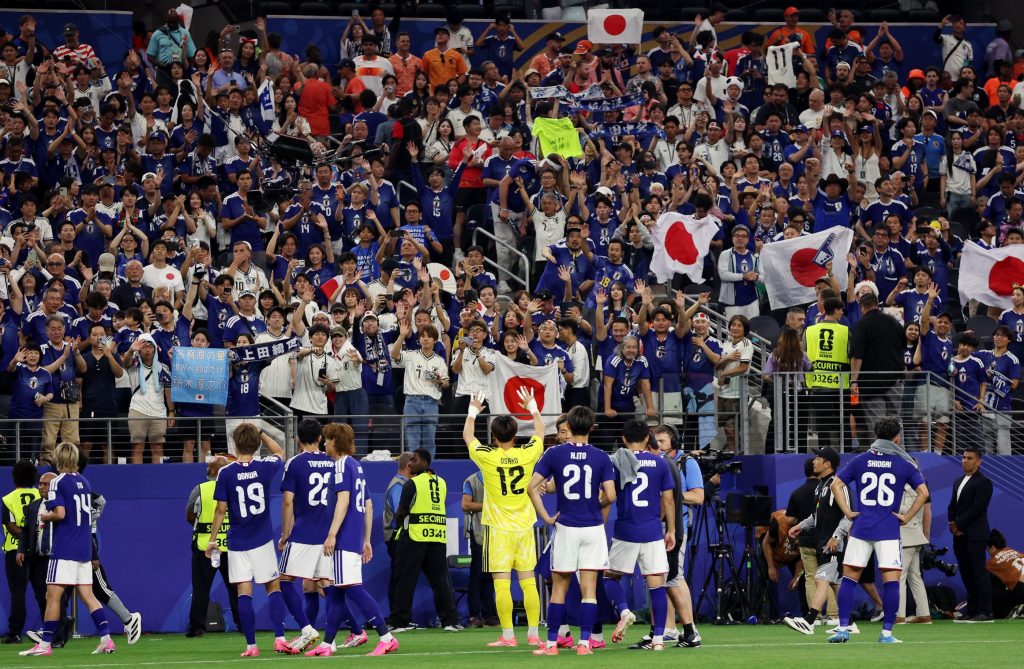 June 14, 2026; Arlington, Texas, U.S.; Japan players applaud fans after the match.