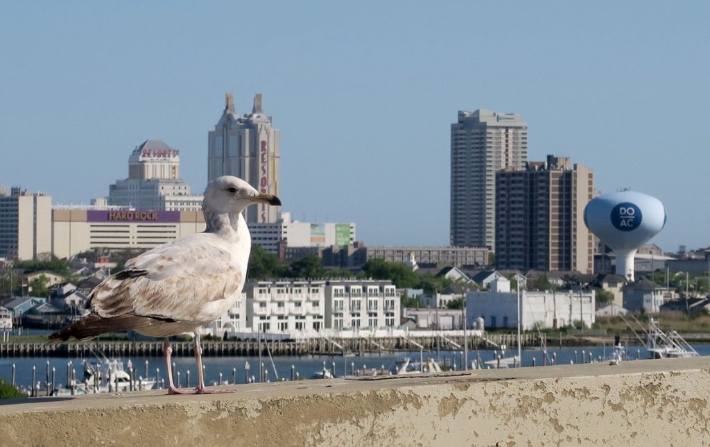 The north end of the Atlantic City, NJ, skyline is shown from the top level of the Harrah's parking garage Friday, May 14, 2021. Harrah S Atlantic City