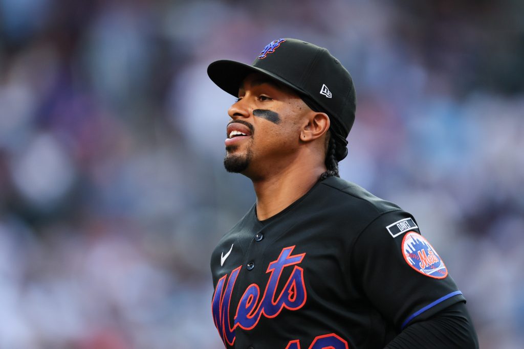 Jun 24, 2026; New York City, New York, USA; New York Mets shortstop Francisco Lindor (12) runs off the field during the first inning against the Chicago Cubs at Citi Field.