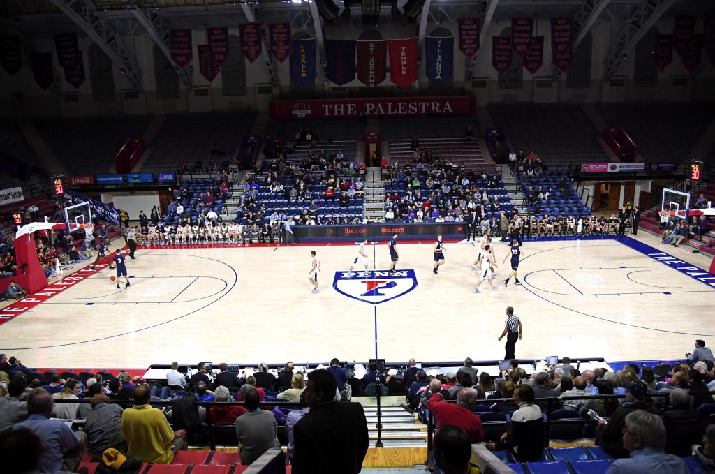 Nov 15, 2017; Philadelphia, PA, USA; A general view of the Palestra during a game between the Navy Midshipmen and the Pennsylvania Quakers.