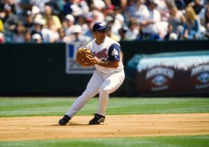 Apr 15, 2001; Anaheim, CA, USA; FILE PHOTO; Anaheim Angels first baseman Shawn Wooten in action against the Seattle Mariners at Edison Field.