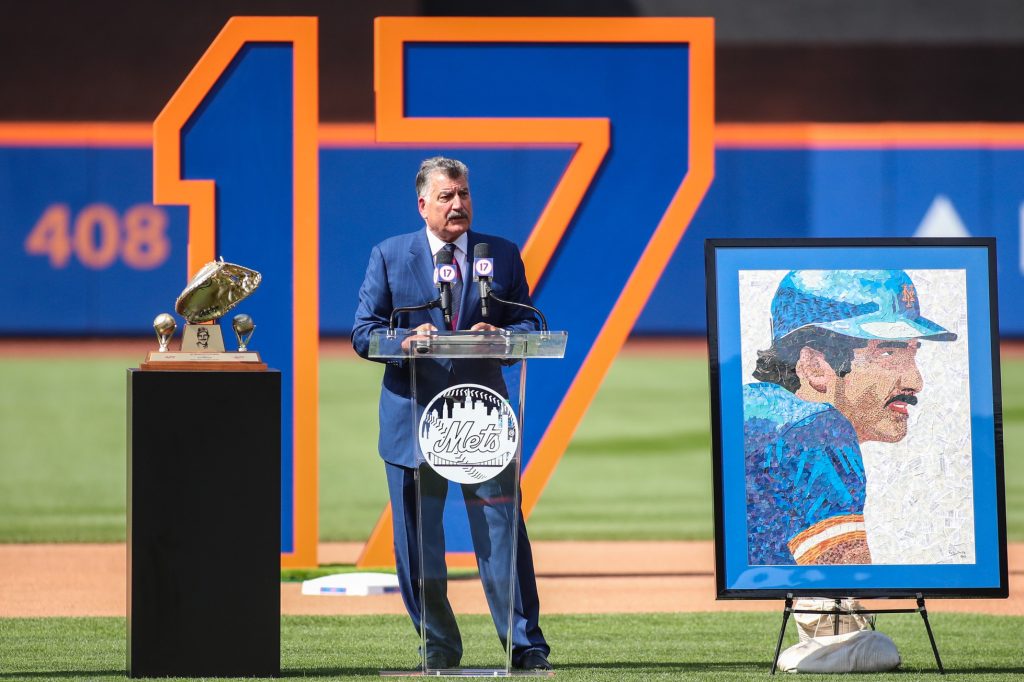 Jul 9, 2022; New York City, New York, USA; Former New York Mets first baseman Keith Hernandez at the ceremony for his jersey retirement at Citi Field.