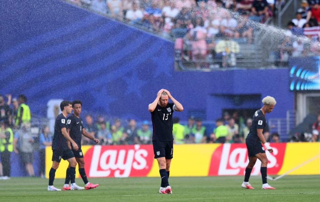 July 6, 2026; Seattle, Washington, U.S.; Tim Ream of the U.S. during the first half hydration break.