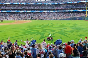 Jul 13, 2026; Philadelphia, PA, USA; The Phillie Phanatic reacts with fans before the home run derby at Citizens Bank Park.