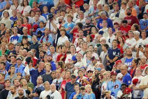 Jul 14, 2026; Philadelphia, Pennsylvania, USA; Fans look on during the bottom of the sixth inning at the All-Star Game at Citizens Bank Park.