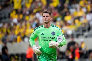 New York City FC goalkeeper Matt Freese (49) runs on the field before the MLS match against the Columbus Crew at ScottsMiracle-Gro Field on July 22, 2026 in Columbus, Ohio.