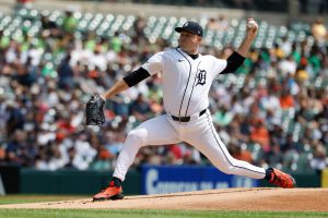 Jul 29, 2026; Detroit, Michigan, USA; Detroit Tigers pitcher Tarik Skubal (29) pitches in the first inning against the Baltimore Orioles at Comerica Park.