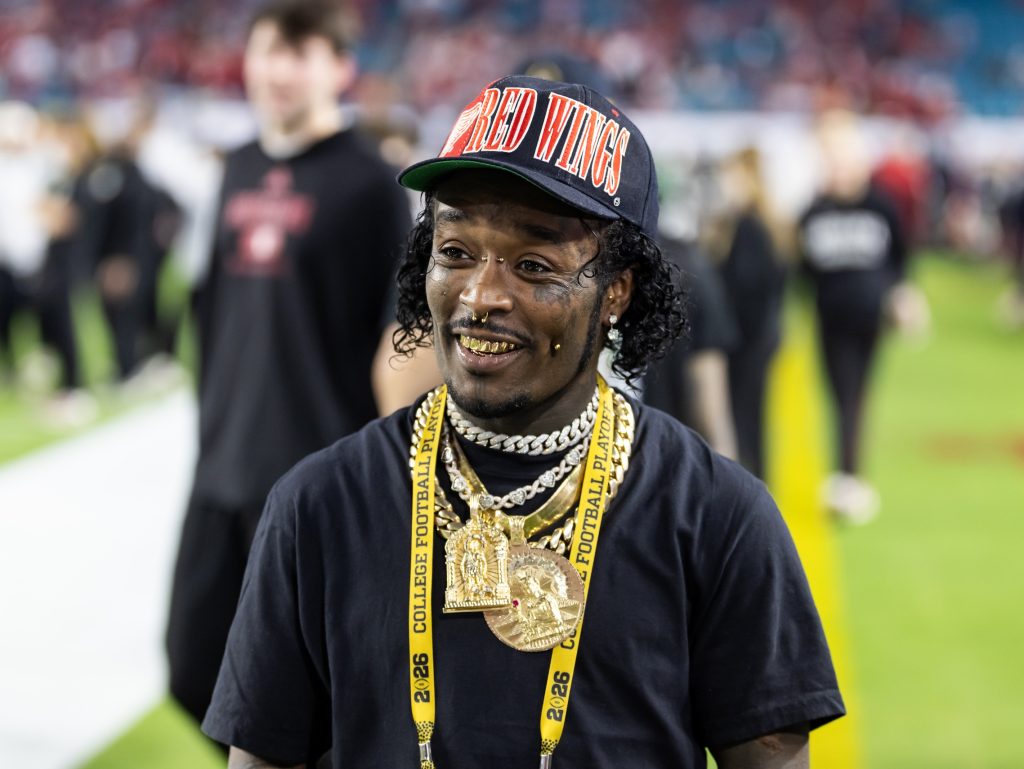 Jan 19, 2026; Miami Gardens, FL, USA; American Rapper Lil Uzi Vert before the College Football Playoff National Championship game at Hard Rock Stadium.