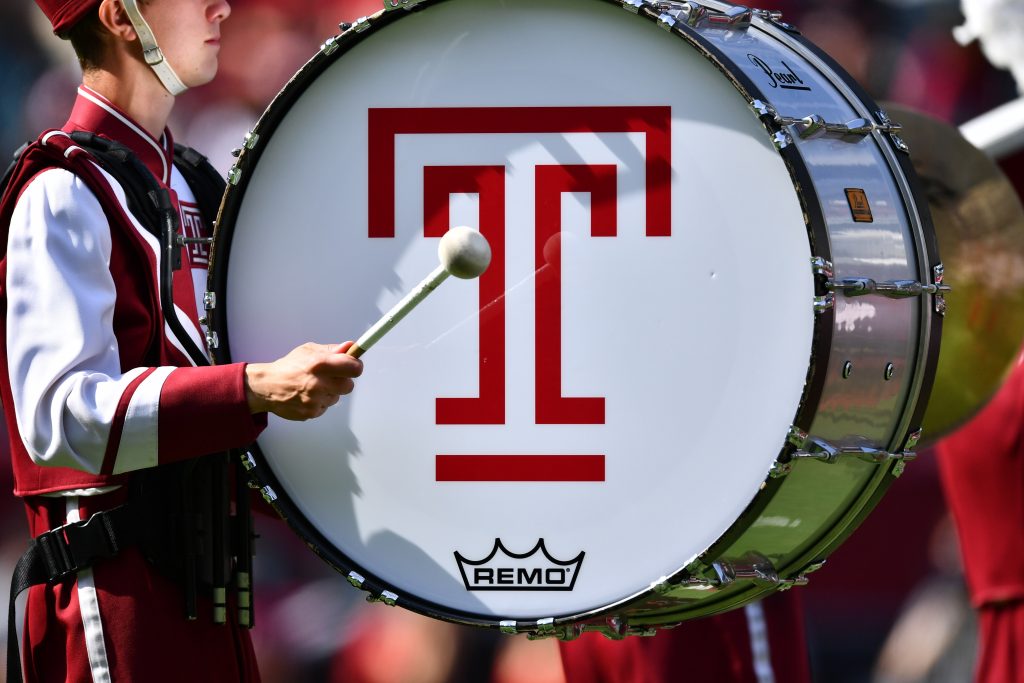 Oct 2, 2021; Philadelphia, Pennsylvania, USA; A view of the Temple University marching band before the game between the Memphis Tigers and Temple Owls at Lincoln Financial Field.