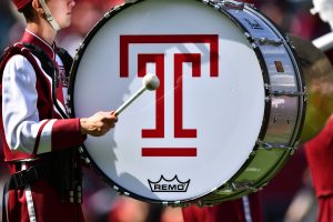 Oct 2, 2021; Philadelphia, Pennsylvania, USA; A view of the Temple University marching band before the game between the Memphis Tigers and Temple Owls at Lincoln Financial Field.