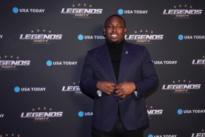 Feb 9, 2024; Las Vegas, NV, USA; Former running back LeSean McCoy arrives before the Legends NFL Party.