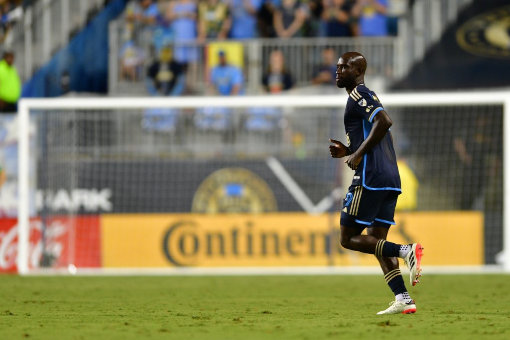 Jul 20, 2024; Philadelphia, Pennsylvania, USA; Philadelphia Union forward Samuel Adeniran (9) takes the pitch in the second half against the Nashville SC at Subaru Park.