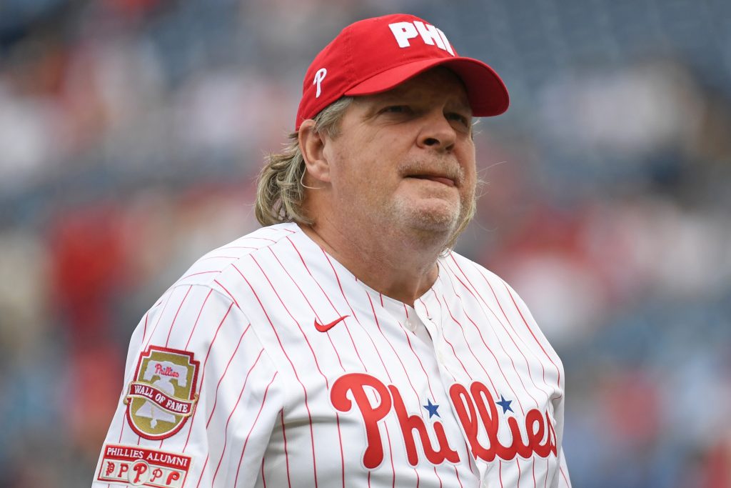 Aug 18, 2024; Philadelphia, Pennsylvania, USA; Former Philadelphia Phillies first baseman John Kruk during Phillies Alumni Weekend and the 20th anniversary of Citizens Bank Park before game against the Washington Nationals at Citizens Bank Park. Mandatory Credit: