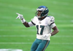 Dec 20, 2020; Glendale, Arizona, USA; Philadelphia Eagles wide receiver Alshon Jeffery (17) against the Arizona Cardinals at State Farm Stadium.