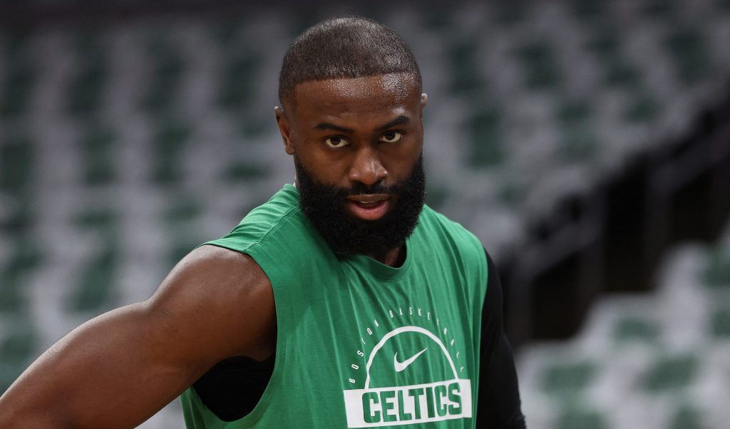 May 2, 2026; Boston, Massachusetts, USA; Boston Celtics guard Jaylen Brown (7) on the court before game seven of the first round of the 2026 NBA Playoffs against the Philadelphia 76ers at TD Garden.