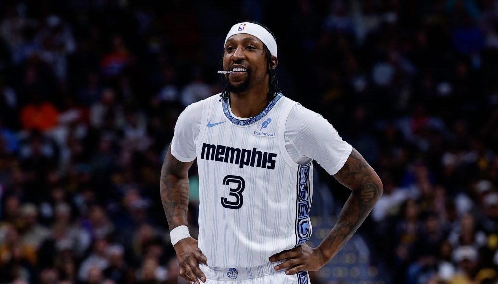 Feb 11, 2026; Denver, Colorado, USA; Memphis Grizzlies guard Kentavious Caldwell-Pope (3) in the second quarter against the Denver Nuggets at Ball Arena.