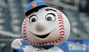 Apr 22, 2026; New York City, New York, USA; New York Mets mascot Mr. Met performs before a game against the Minnesota Twins at Citi Field.