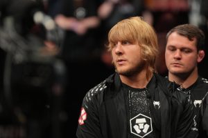 Mar 21, 2026; London,UNITED KINGDOM; UFC fighter Paddy Pimblett attends the fight between Luke Riley (red gloves) and Michael Aswell Jr. (blue gloves) during UFC Fight Night at O2 Arena.