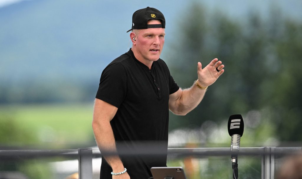 Aug 03, 2026; Latrobe, PA, USA; Pat McAfee records a segment of The Pat McAfee Show at Pittsburgh Steelers Training camp at Saint Vincent College.