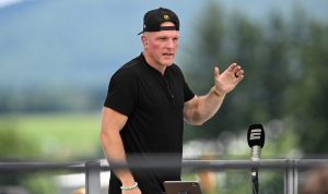 Aug 03, 2026; Latrobe, PA, USA; Pat McAfee records a segment of The Pat McAfee Show at Pittsburgh Steelers Training camp at Saint Vincent College.