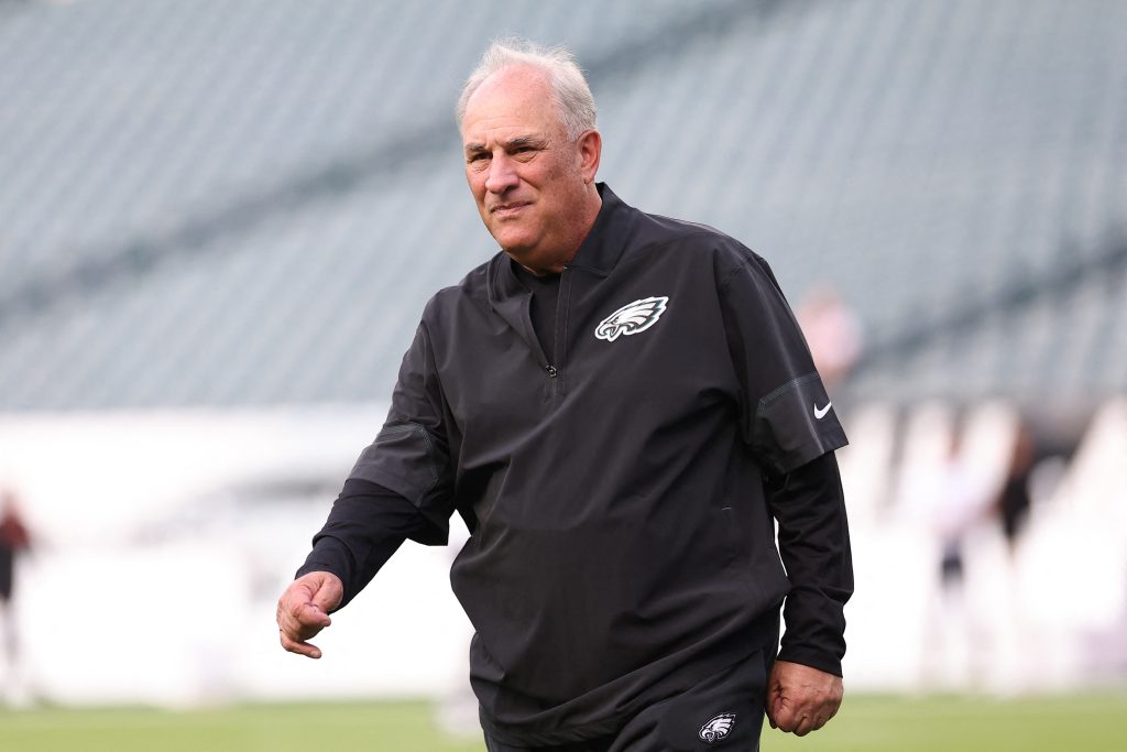 Aug 28, 2026; Philadelphia, Pennsylvania, USA; Philadelphia Eagles defensive coordinator Vic Fangio before action against the Cincinnati Bengals at Lincoln Financial Field.