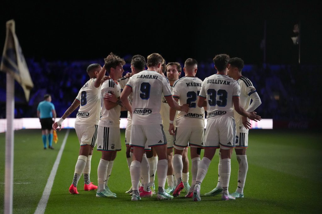 Sep 26, 2026; Chester, Pennsylvania, USA; Philadelphia Union forward Bruno Damiani (9) celebrates with teammates after scoring a goal against Orlando City SC in the first half at Subaru Park.