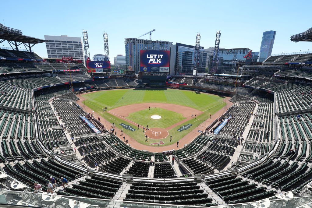 Sep 29, 2026; Cumberland, Georgia, USA; An overall view of Truist Park before game one of the Wildcard round for the 2026 MLB Playoffs.