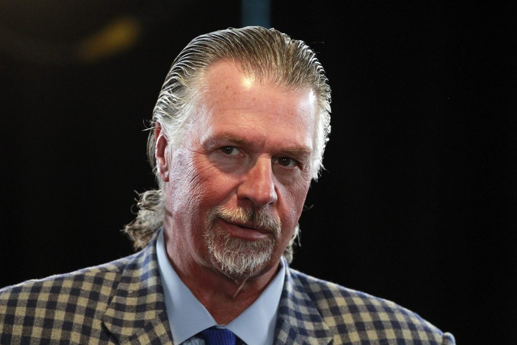 Jun 2, 2015; Tampa, FL, USA; ESPN commentator and former NHL player Barry Melrose during media day the day before the 2015 Stanley Cup Final at Amalie Arena.