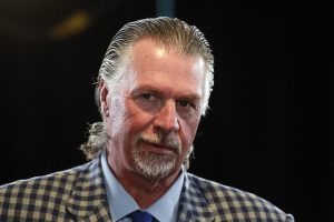 Jun 2, 2015; Tampa, FL, USA; ESPN commentator and former NHL player Barry Melrose during media day the day before the 2015 Stanley Cup Final at Amalie Arena.