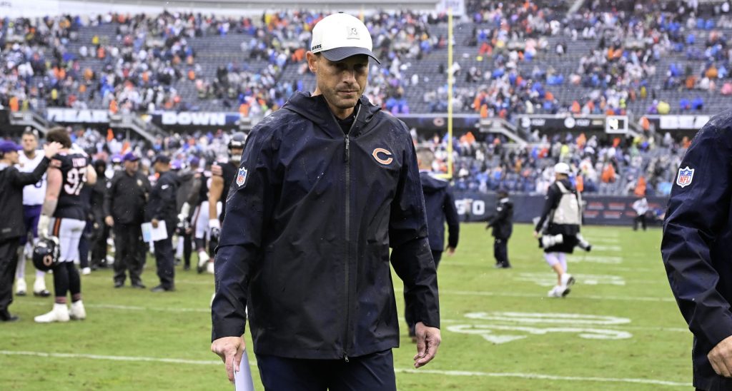 Sep 20, 2026; Chicago, Illinois, USA; Chicago Bears head coach Ben Johnson leaves the field after a game against the Minnesota Vikings at Soldier Field.